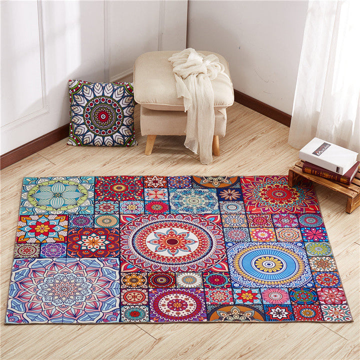 BowLift | Moroccan Mandala Patchwork Carpet Colorful Polyester Carpet Pet Friendly Non-Slip Machine Washable Carpet for Large Room