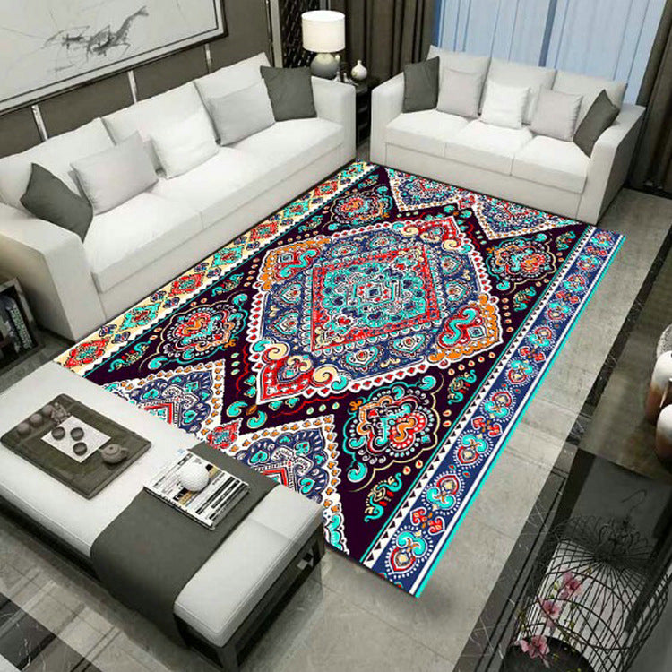 BowLift | Large Persian rug multicolored jacquard-printed rug washable non-slip backing pet-friendly rug for the living room
