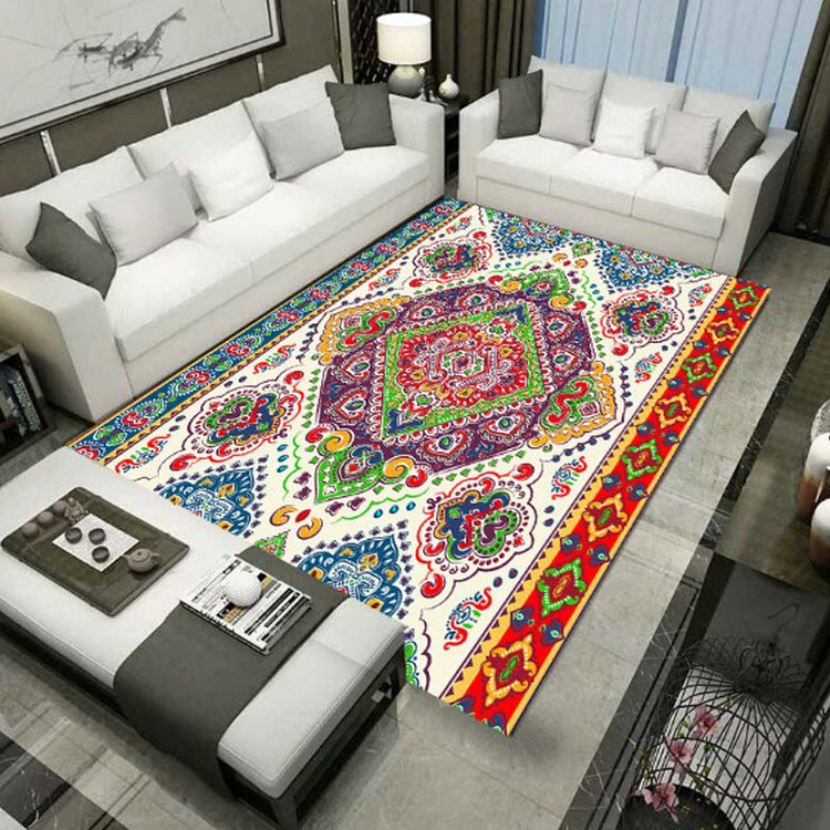 BowLift | Large Persian rug multicolored jacquard-printed rug washable non-slip backing pet-friendly rug for the living room