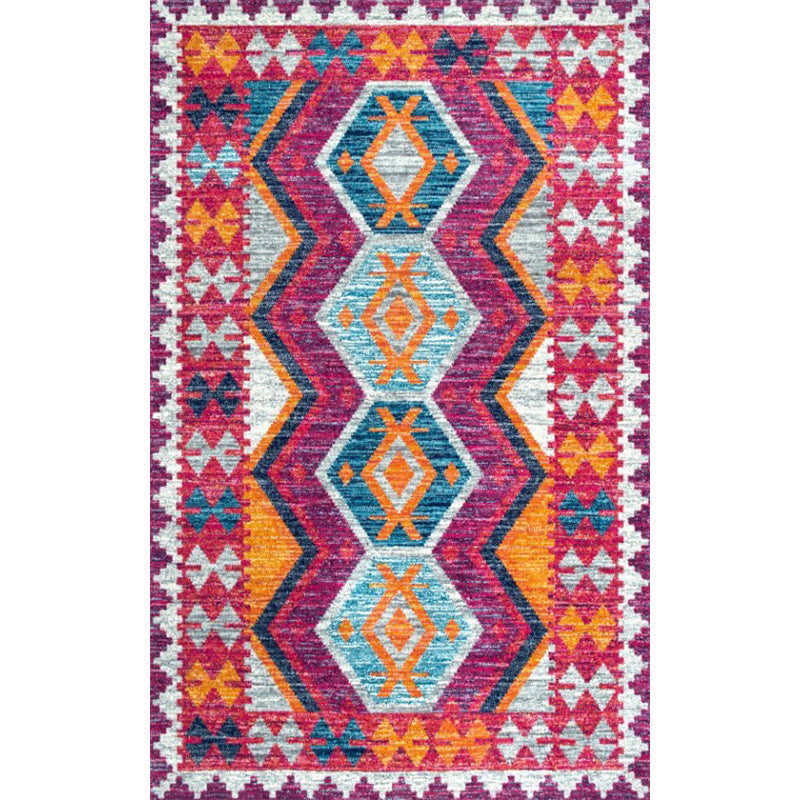 BowLift | Persian Home Rug Multicolored Symmetrical Print Rug Polyester Non-Slip Backing Machine Washable Stain Resistant Rug