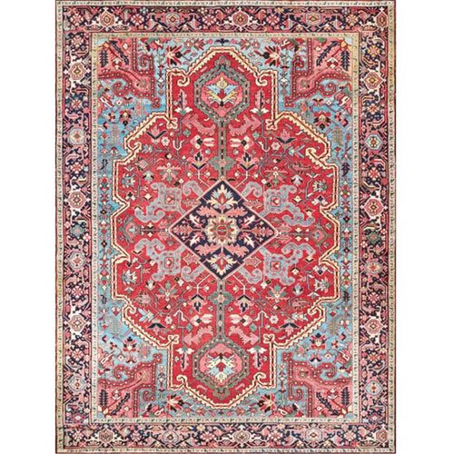 BowLift | Persian Home Rug Multicolored Symmetrical Print Rug Polyester Non-Slip Backing Machine Washable Stain Resistant Rug
