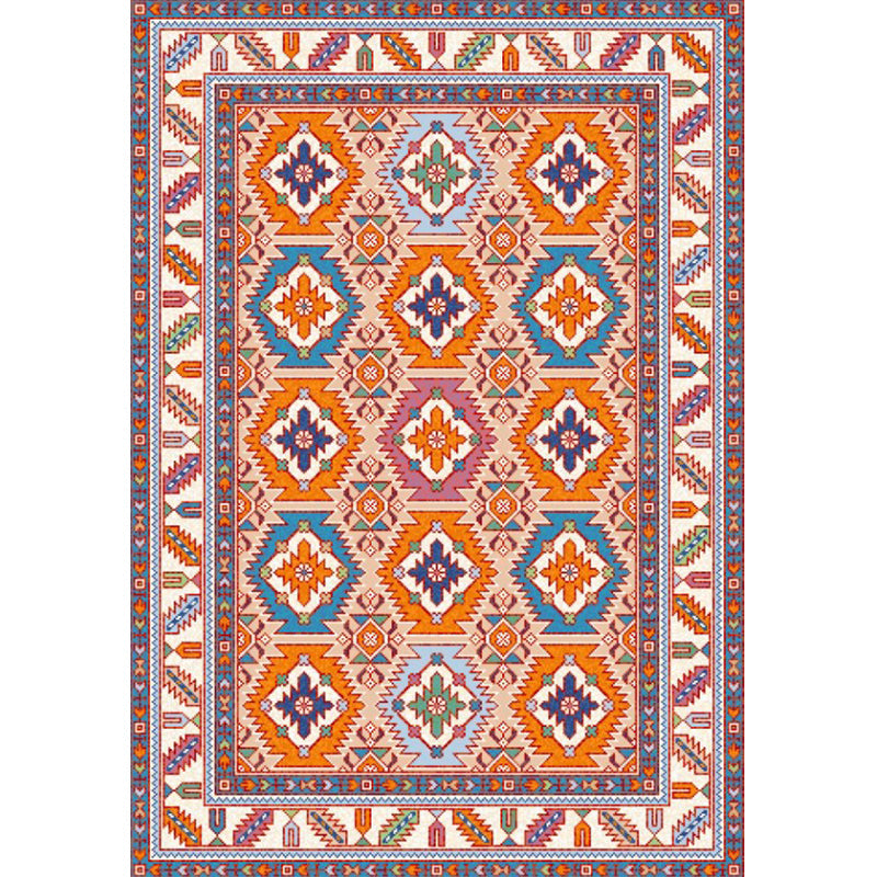 BowLift | Persian Home Rug Multicolored Symmetrical Print Rug Polyester Non-Slip Backing Machine Washable Stain Resistant Rug