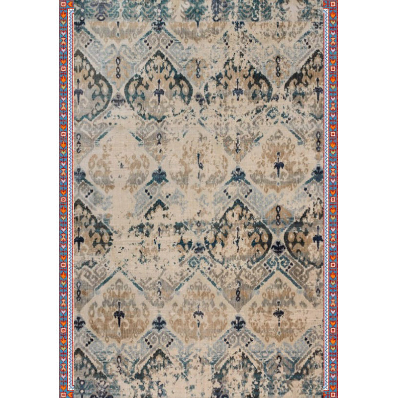 BowLift | Persian Home Rug Multicolored Symmetrical Print Rug Polyester Non-Slip Backing Machine Washable Stain Resistant Rug
