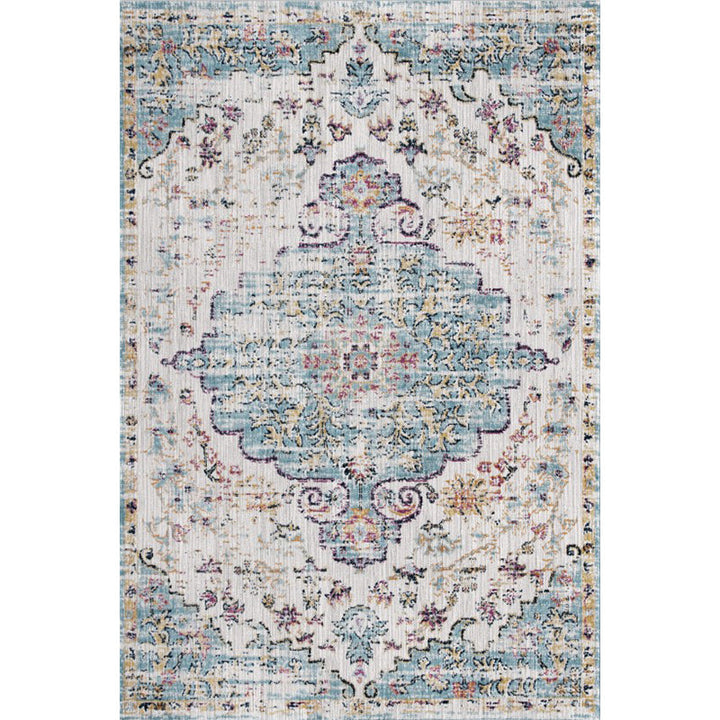 BowLift | Persian Home Rug Multicolored Symmetrical Print Rug Polyester Non-Slip Backing Machine Washable Stain Resistant Rug