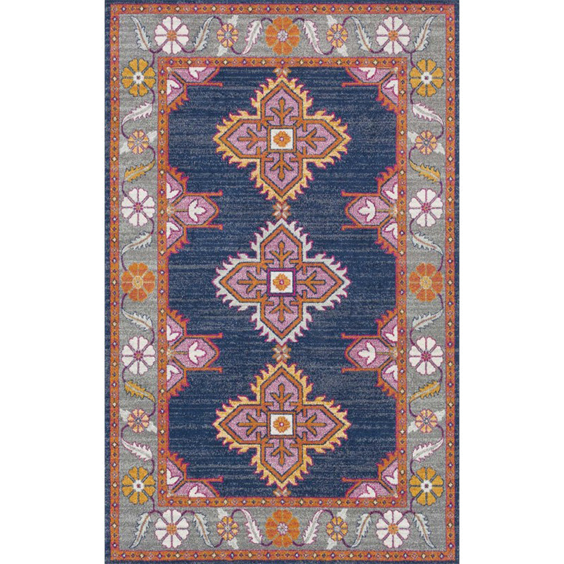 BowLift | Persian Home Rug Multicolored Symmetrical Print Rug Polyester Non-Slip Backing Machine Washable Stain Resistant Rug
