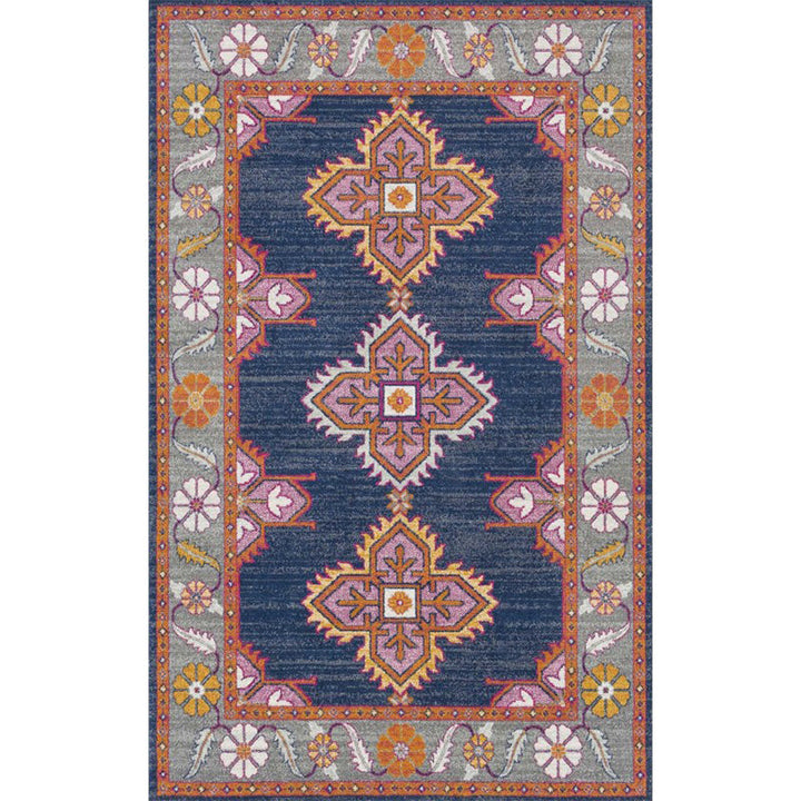 BowLift | Persian Home Rug Multicolored Symmetrical Print Rug Polyester Non-Slip Backing Machine Washable Stain Resistant Rug