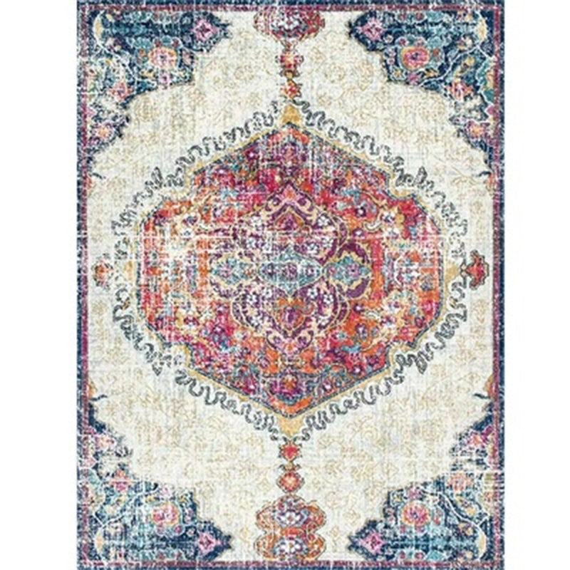 BowLift | Persian Home Rug Multicolored Symmetrical Print Rug Polyester Non-Slip Backing Machine Washable Stain Resistant Rug