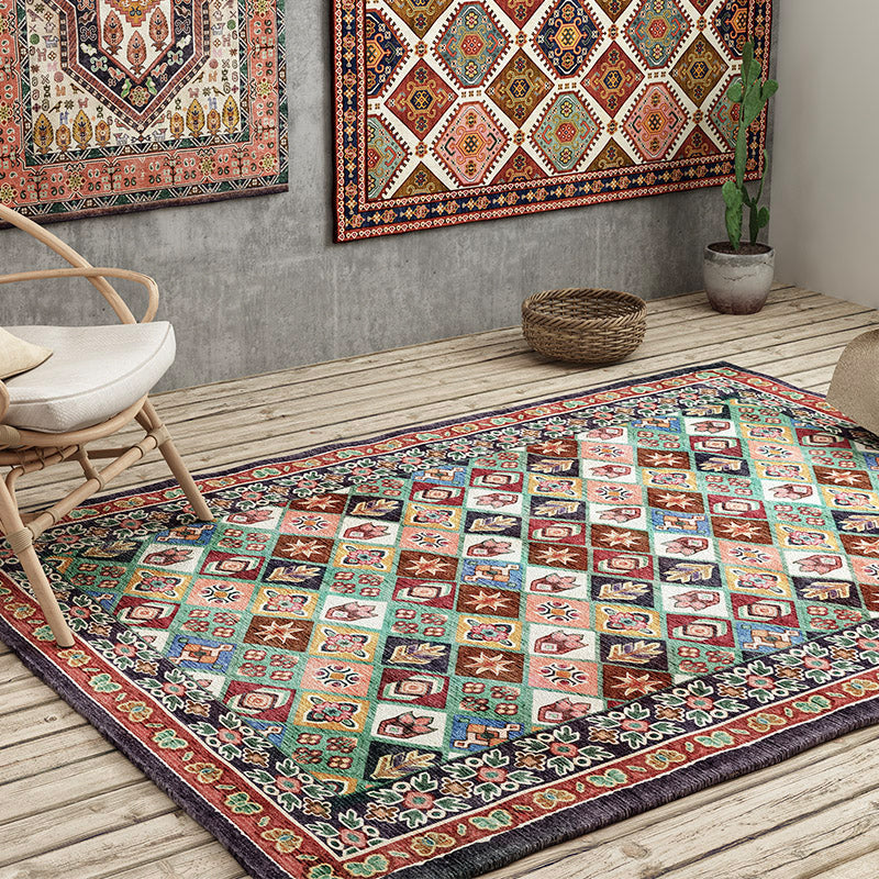 BowLift | Antique Moroccan rug with colorful geometric pattern, non-slip, pet-friendly, stain-resistant rug for the room