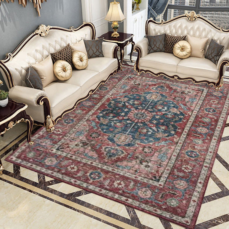Classic multicolored Persian carpet polypropylene floral carpet washable stain resistant non-slip carpet for guest room | Bowlift