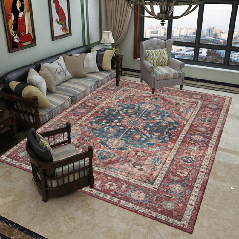 Classic multicolored Persian carpet polypropylene floral carpet washable stain resistant non-slip carpet for guest room | Bowlift