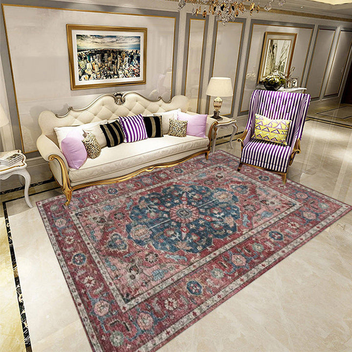 BowLift | Classic multicolored Persian carpet polypropylene floral carpet washable stain resistant non-slip carpet for guest room