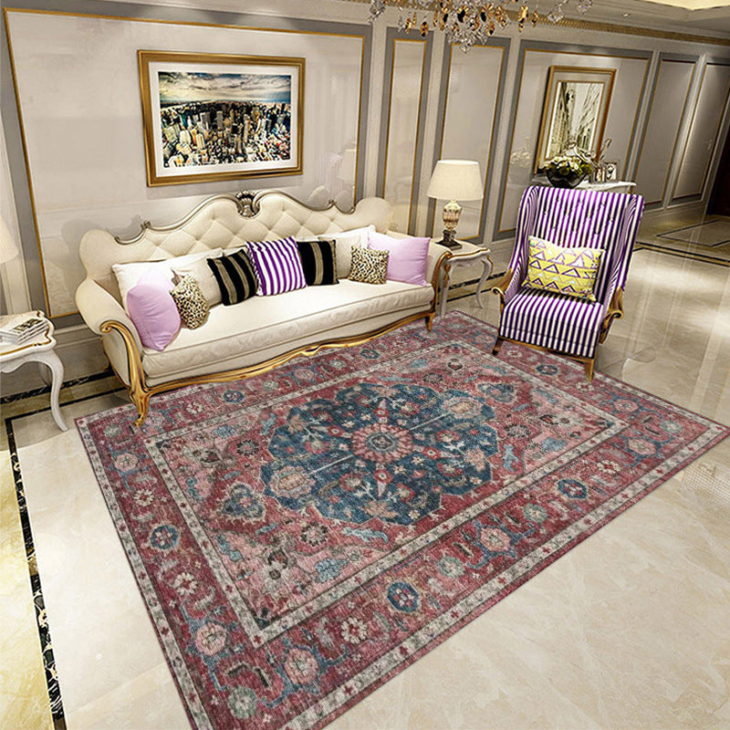 Classic multicolored Persian carpet polypropylene floral carpet washable stain resistant non-slip carpet for guest room | Bowlift