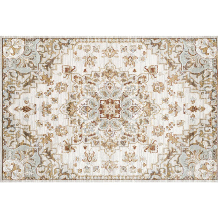 Whitewash Jacquard printed rug Multicolored Persian rug Synthetic Non-slip Washable Stain-resistant rug for tearoom | Bowlift