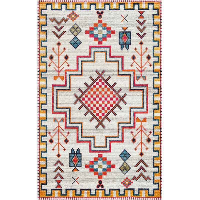 Whitewash Jacquard printed rug Multicolored Persian rug Synthetic Non-slip Washable Stain-resistant rug for tearoom | Bowlift