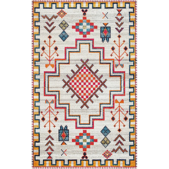 Whitewash Jacquard printed rug Multicolored Persian rug Synthetic Non-slip Washable Stain-resistant rug for tearoom | Bowlift
