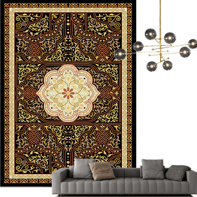 BowLift | Traditional Multicolored Moroccan Carpet Polypropylene Floral Carpet Non-Slip Backing Pet Friendly Stain Resistant Carpet for Living Room