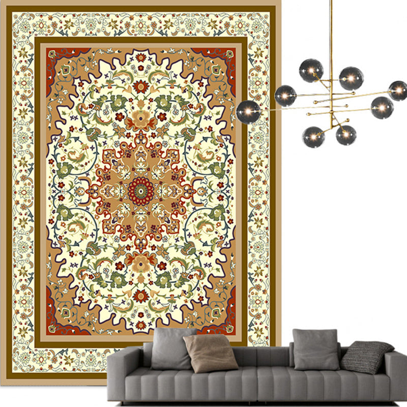 BowLift | Traditional Multicolored Moroccan Carpet Polypropylene Floral Carpet Non-Slip Backing Pet Friendly Stain Resistant Carpet for Living Room