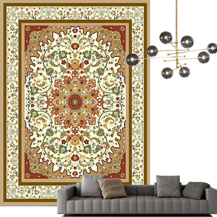 BowLift | Traditional Multicolored Moroccan Carpet Polypropylene Floral Carpet Non-Slip Backing Pet Friendly Stain Resistant Carpet for Living Room