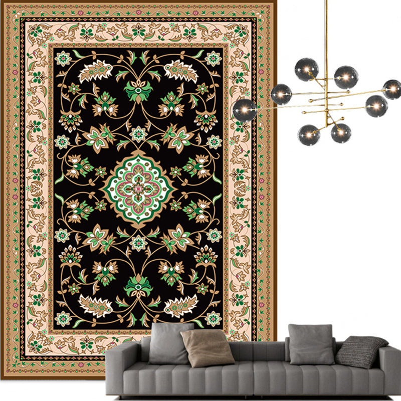 Traditional Multi-Color Moroccan Carpet Polypropylene Flower Carpet Non-Slip Backing Pet Friendly Stain Resistant Carpet for the Living Room | Bowlift