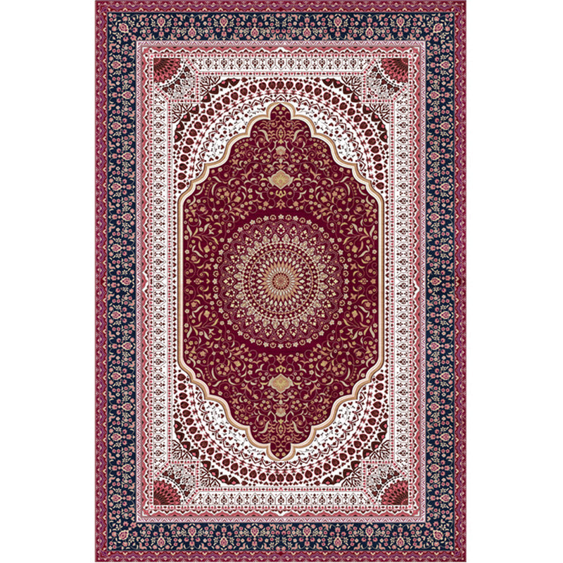Magnificent Floral Printed Rug Multi-Color Moroccan Rug Polyester Washable Non-Slip Underlay Stain-Resistant Carpet for Guest Room | Bowlift