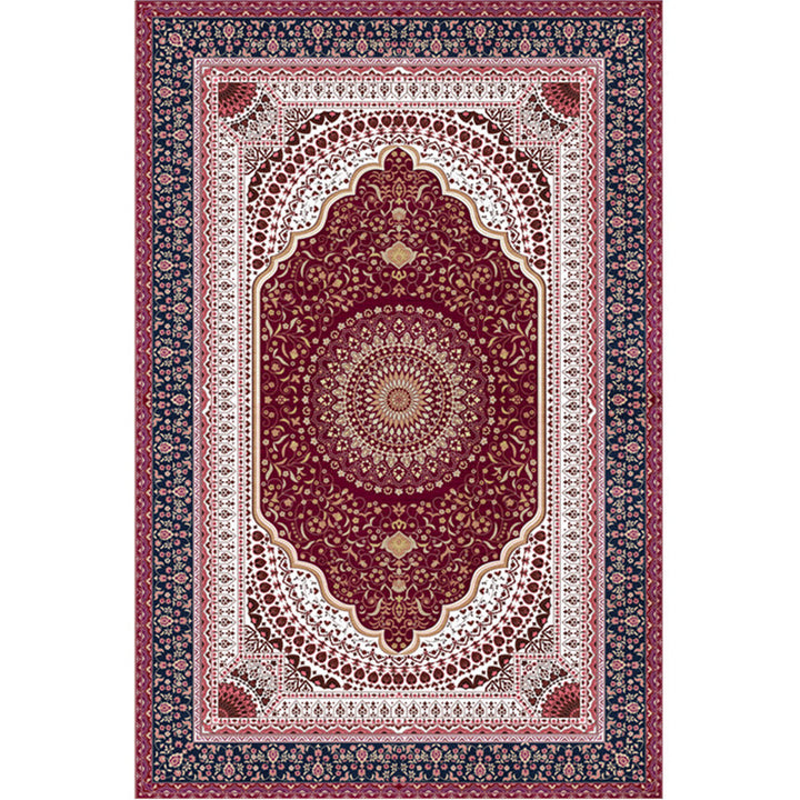 Magnificent Floral Printed Rug Multi-Color Moroccan Rug Polyester Washable Non-Slip Underlay Stain-Resistant Carpet for Guest Room | Bowlift