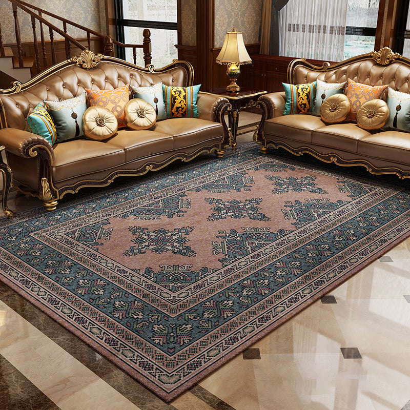 Magnificent Floral Printed Rug Multi-Color Moroccan Rug Polyester Washable Non-Slip Underlay Stain-Resistant Carpet for Guest Room | Bowlift