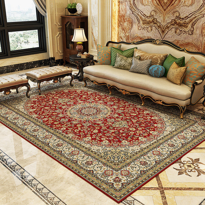 Magnificent Floral Printed Rug Multi-Color Moroccan Rug Polyester Washable Non-Slip Underlay Stain-Resistant Carpet for Guest Room | Bowlift