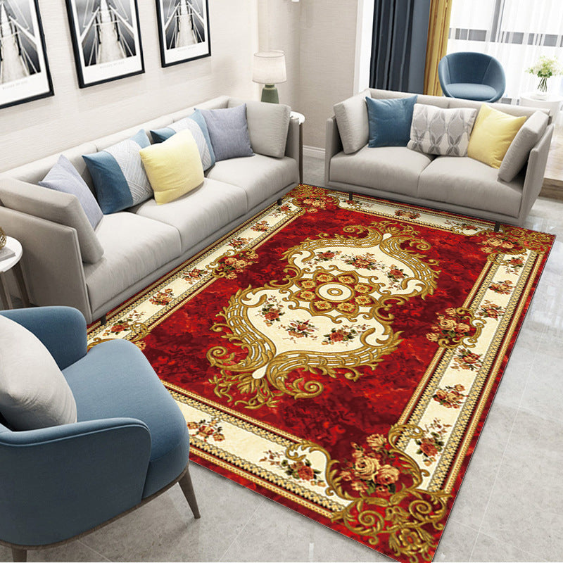 BowLift | Moroccan Style Bedroom Rug Multicolor Floral Pattern Rug Polyester Washable Pet Friendly Non-Slip Back Rug