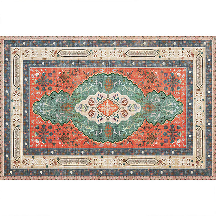 BowLift | Rustic Tribal Print Area Rug Multicolored Moroccan Rug Synthetic Washable Non-Slip Pet-Friendly Rug for the Room