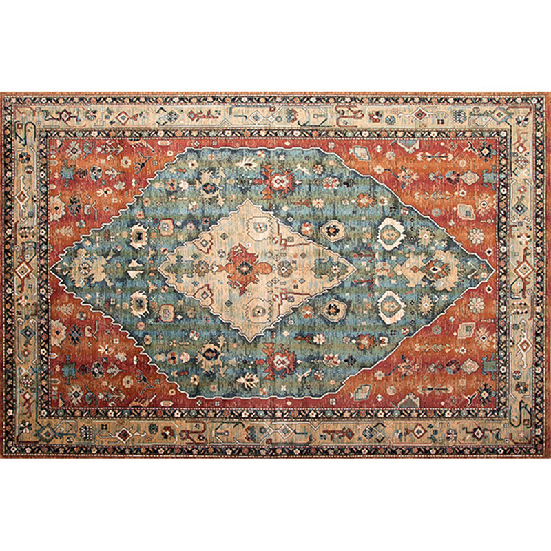BowLift | Rustic Tribal Print Area Rug Multicolored Moroccan Rug Synthetic Washable Non-Slip Pet-Friendly Rug for the Room