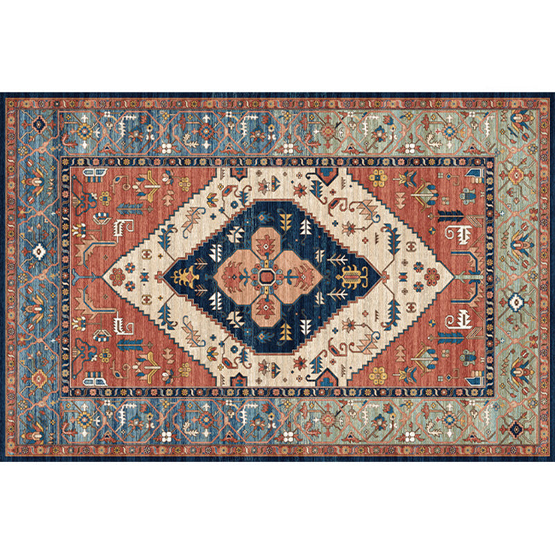 BowLift | Rustic Tribal Print Area Rug Multicolored Moroccan Rug Synthetic Washable Non-Slip Pet-Friendly Rug for the Room