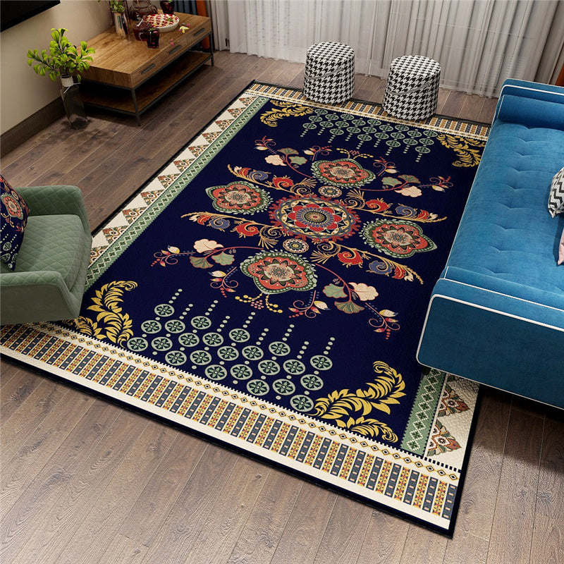 BowLift | Classic Persian Carpet Multicolored Flower Rug Machine Washable Stain Resistant Non-slip Living Room Rug for Home