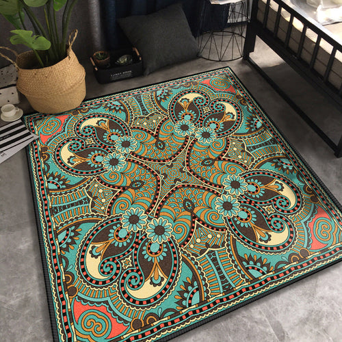 Persian Chamber Area Rug Multicolor Jacquard Print Rug Synthetic Non-Slip Stain Resistant Pet-Friendly Rug | Bowlift