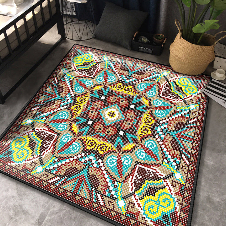 Persian Chamber Area Rug Multicolor Jacquard Print Rug Synthetic Non-Slip Stain Resistant Pet-Friendly Rug | Bowlift