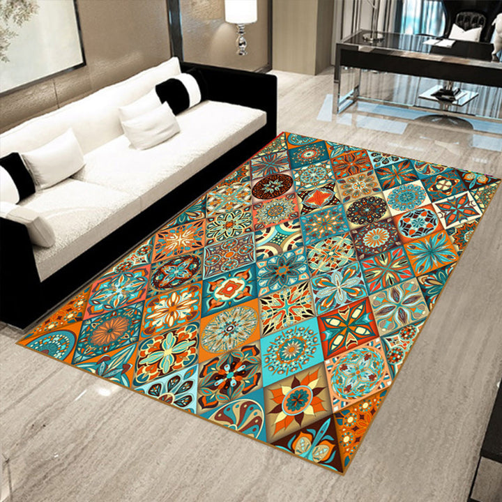 BowLift | Multicolored floral mosaic print carpet polypropylene Moroccan indoor carpet machine washable non-slip backing pet-friendly carpet for home