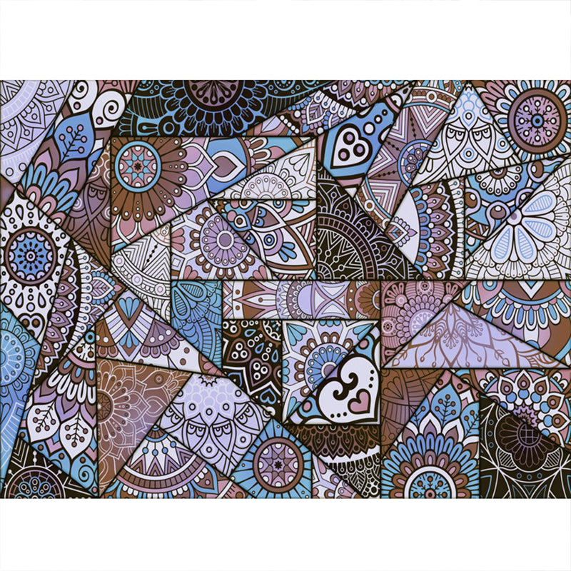 BowLift | Multicolored floral mosaic print carpet polypropylene Moroccan indoor carpet machine washable non-slip backing pet-friendly carpet for home