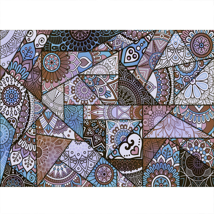 BowLift | Multicolored floral mosaic print carpet polypropylene Moroccan indoor carpet machine washable non-slip backing pet-friendly carpet for home