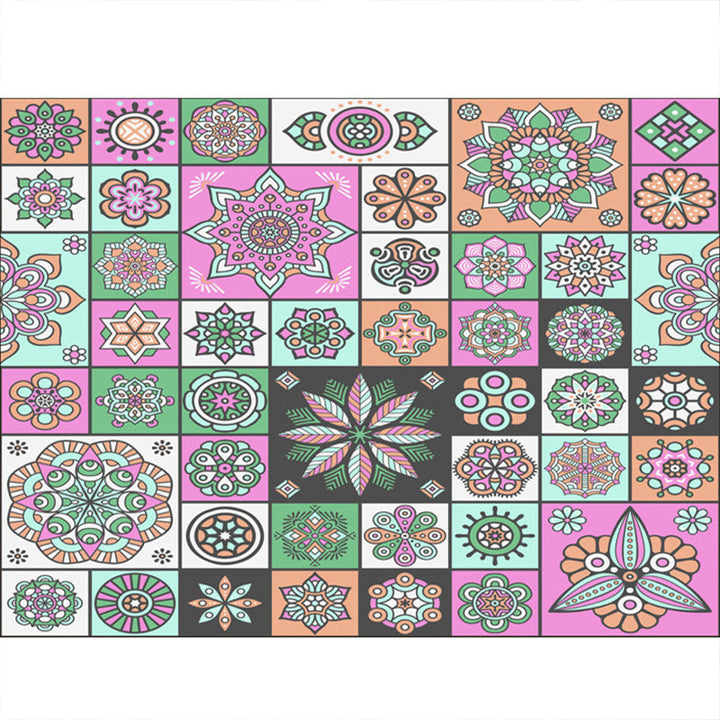 BowLift | Multicolored floral mosaic print carpet polypropylene Moroccan indoor carpet machine washable non-slip backing pet-friendly carpet for home