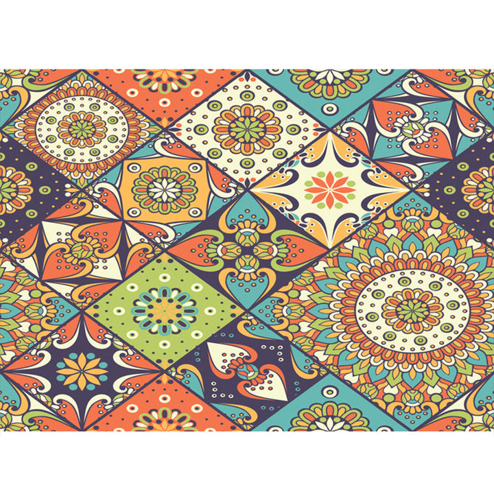 BowLift | Multicolored floral mosaic print carpet polypropylene Moroccan indoor carpet machine washable non-slip backing pet-friendly carpet for home