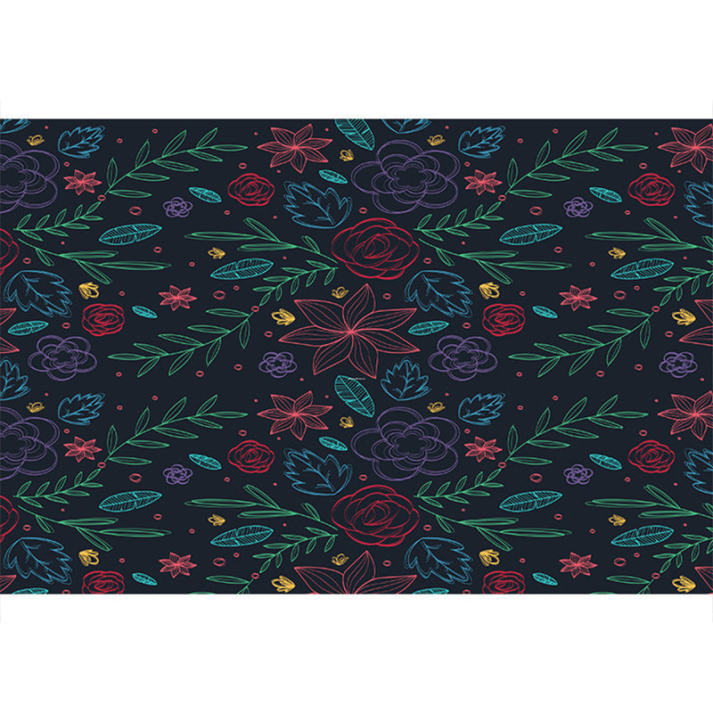BowLift | Multicolored floral mosaic print carpet polypropylene Moroccan indoor carpet machine washable non-slip backing pet-friendly carpet for home