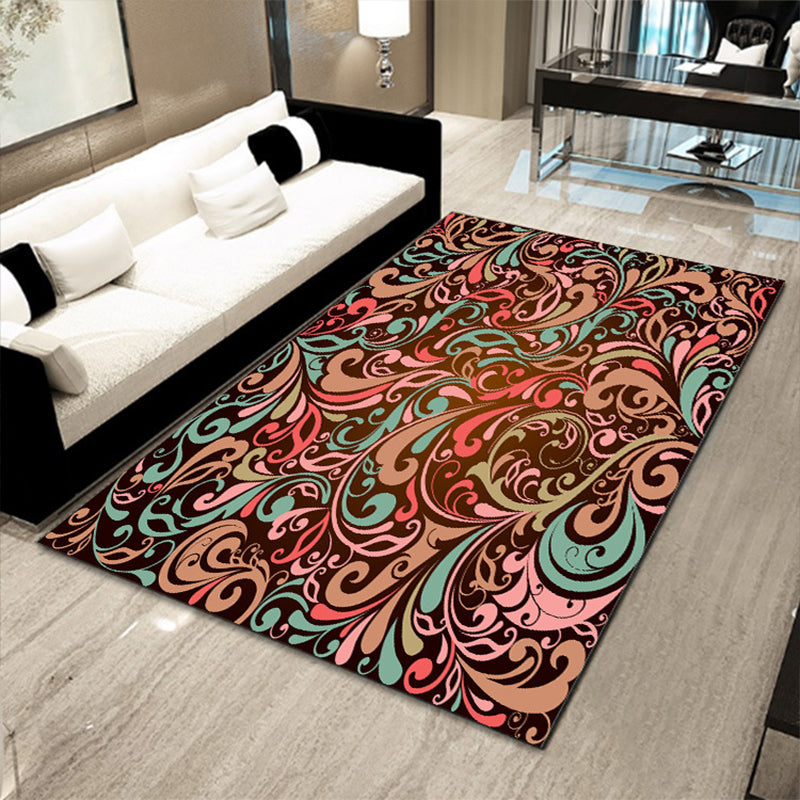 BowLift | Multicolored floral mosaic print carpet polypropylene Moroccan indoor carpet machine washable non-slip backing pet-friendly carpet for home
