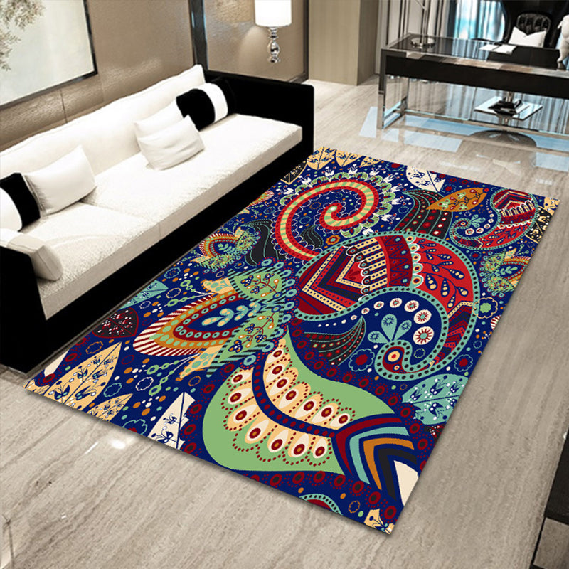 BowLift | Multicolored floral mosaic print carpet polypropylene Moroccan indoor carpet machine washable non-slip backing pet-friendly carpet for home
