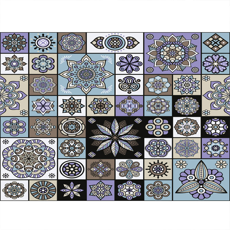 BowLift | Multicolored floral mosaic print carpet polypropylene Moroccan indoor carpet machine washable non-slip backing pet-friendly carpet for home