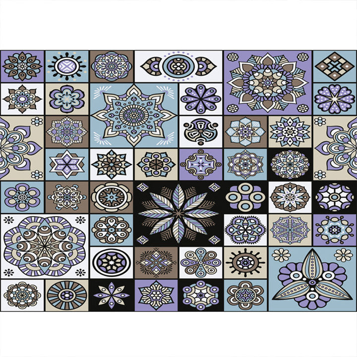 BowLift | Multicolored floral mosaic print carpet polypropylene Moroccan indoor carpet machine washable non-slip backing pet-friendly carpet for home