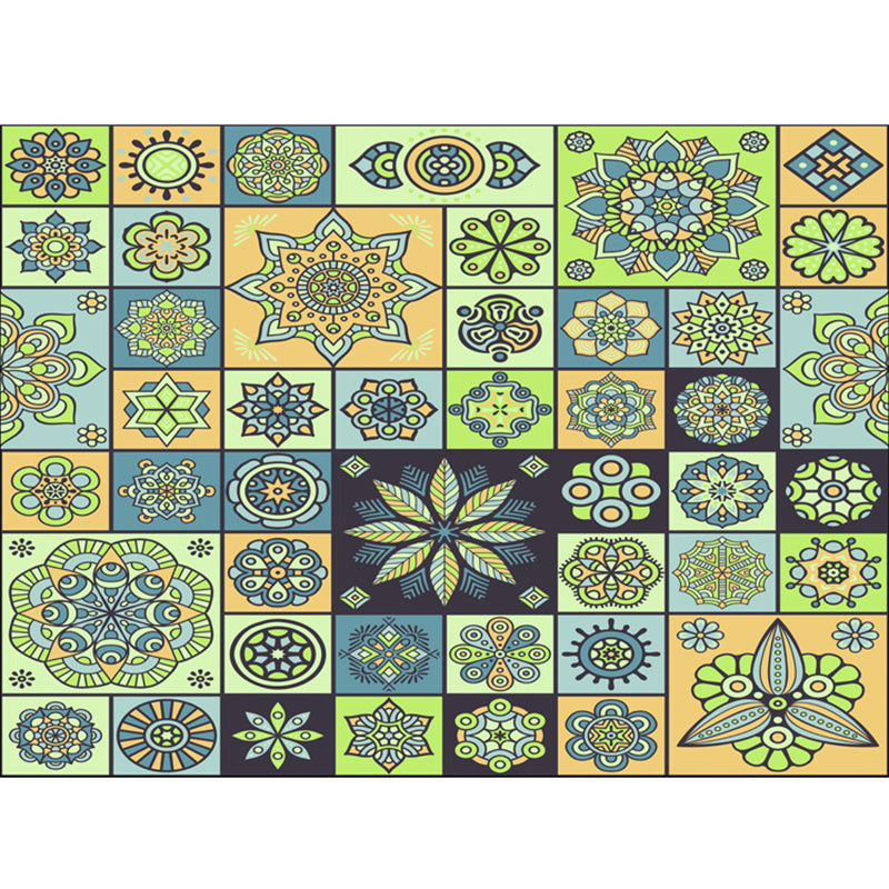 BowLift | Multicolored floral mosaic print carpet polypropylene Moroccan indoor carpet machine washable non-slip backing pet-friendly carpet for home