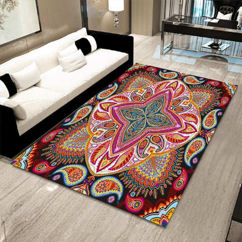 BowLift | Multicolored floral mosaic print carpet polypropylene Moroccan indoor carpet machine washable non-slip backing pet-friendly carpet for home