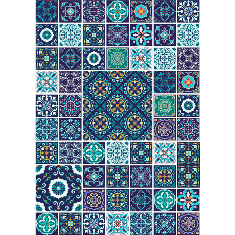 Moroccan mosaic print rug Multicolored polyester rug Non-slip backing Washable pet-friendly rug for the living room | Bowlift