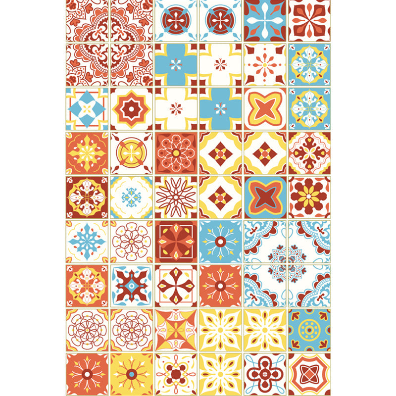 Moroccan mosaic print rug Multicolored polyester rug Non-slip backing Washable pet-friendly rug for the living room | Bowlift