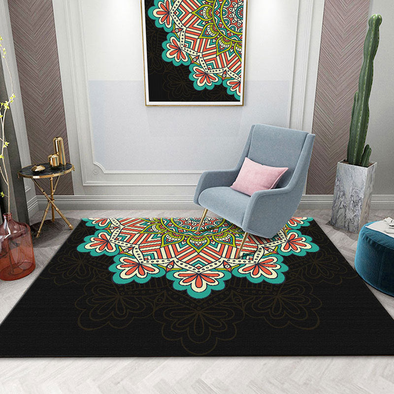 Colorful Mandala Rug Multicolored Moroccan Rug Polyester Stain Resistant Pet Friendly Non-Slip Rug for Home | Bowlift