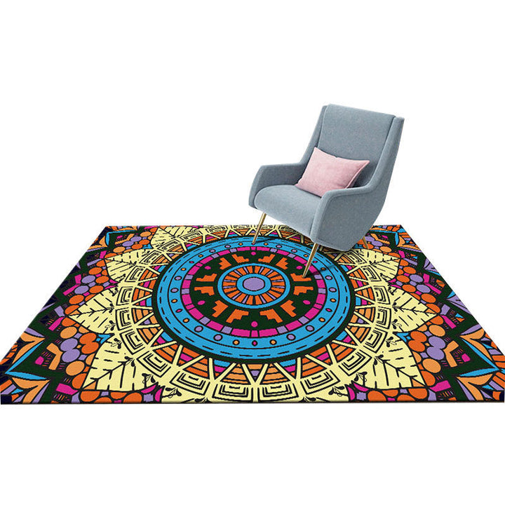 Colorful Mandala Rug Multicolored Moroccan Rug Polyester Stain Resistant Pet Friendly Non-Slip Rug for Home | Bowlift